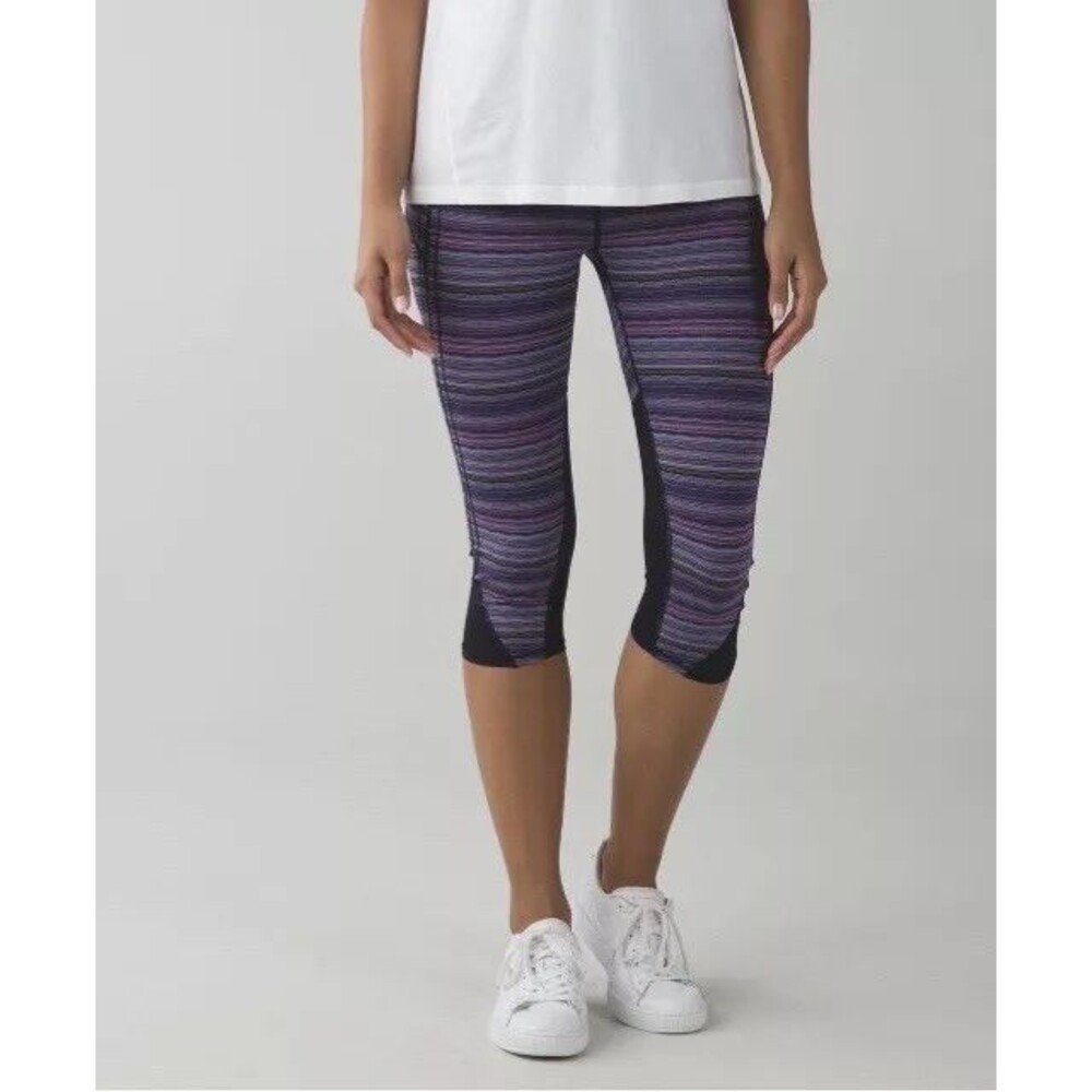 LULULEMON Vent it Out Crop Legging 4 Space Dye Twist Ultra Violet Navy B85